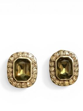 Heidi Daus gold & bronze crystal rectangular earrings. NWOT